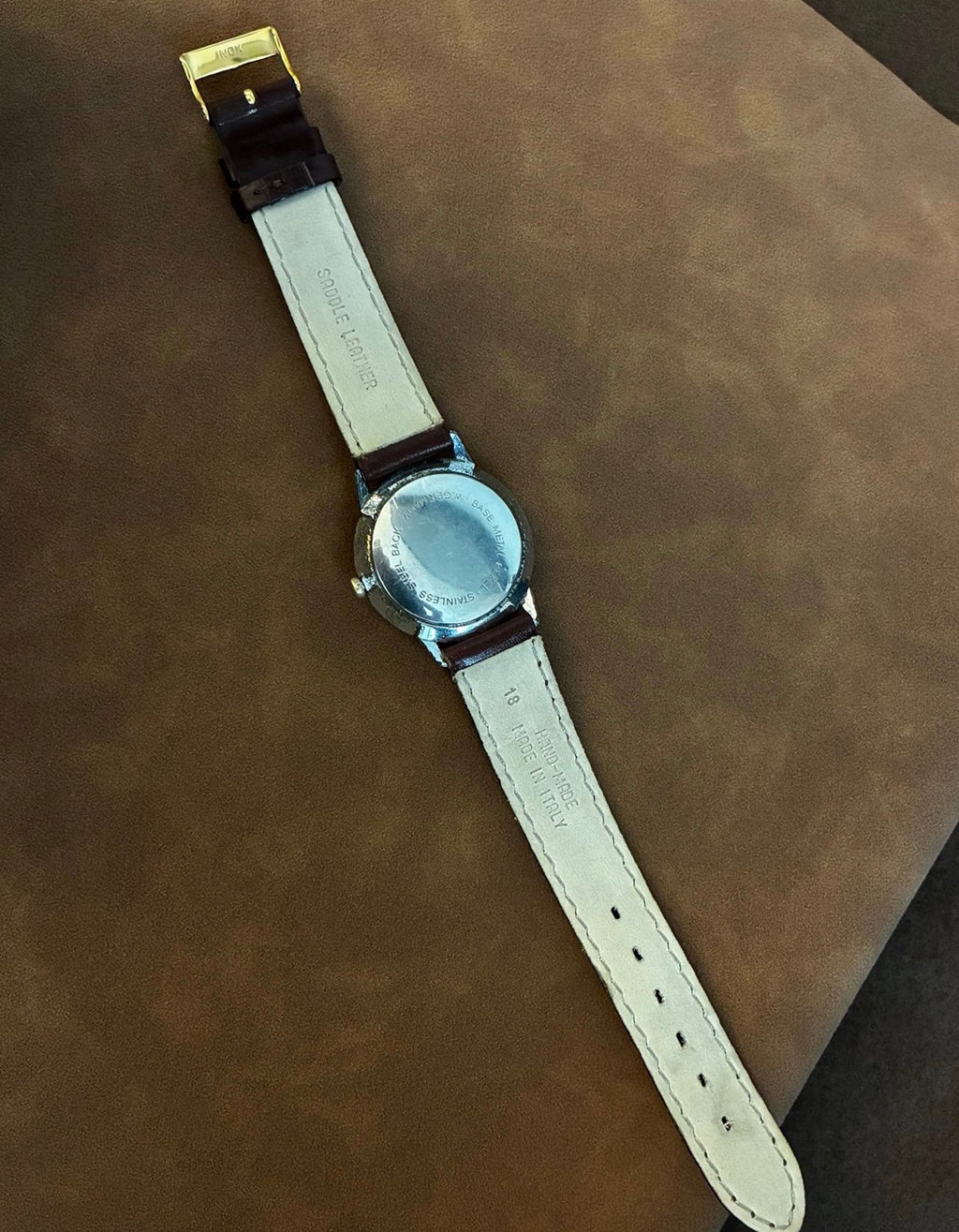 Vintage Helbros Selfwinding Day Date Mens Watch Silver Dial Leather Strap