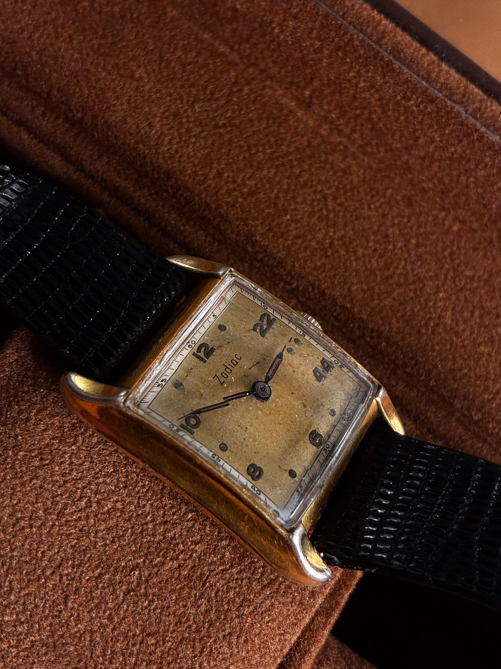 Vintage Zodiac Tank Watch Rectangular Gold Filled Manual Wind Mens Dress 28mm