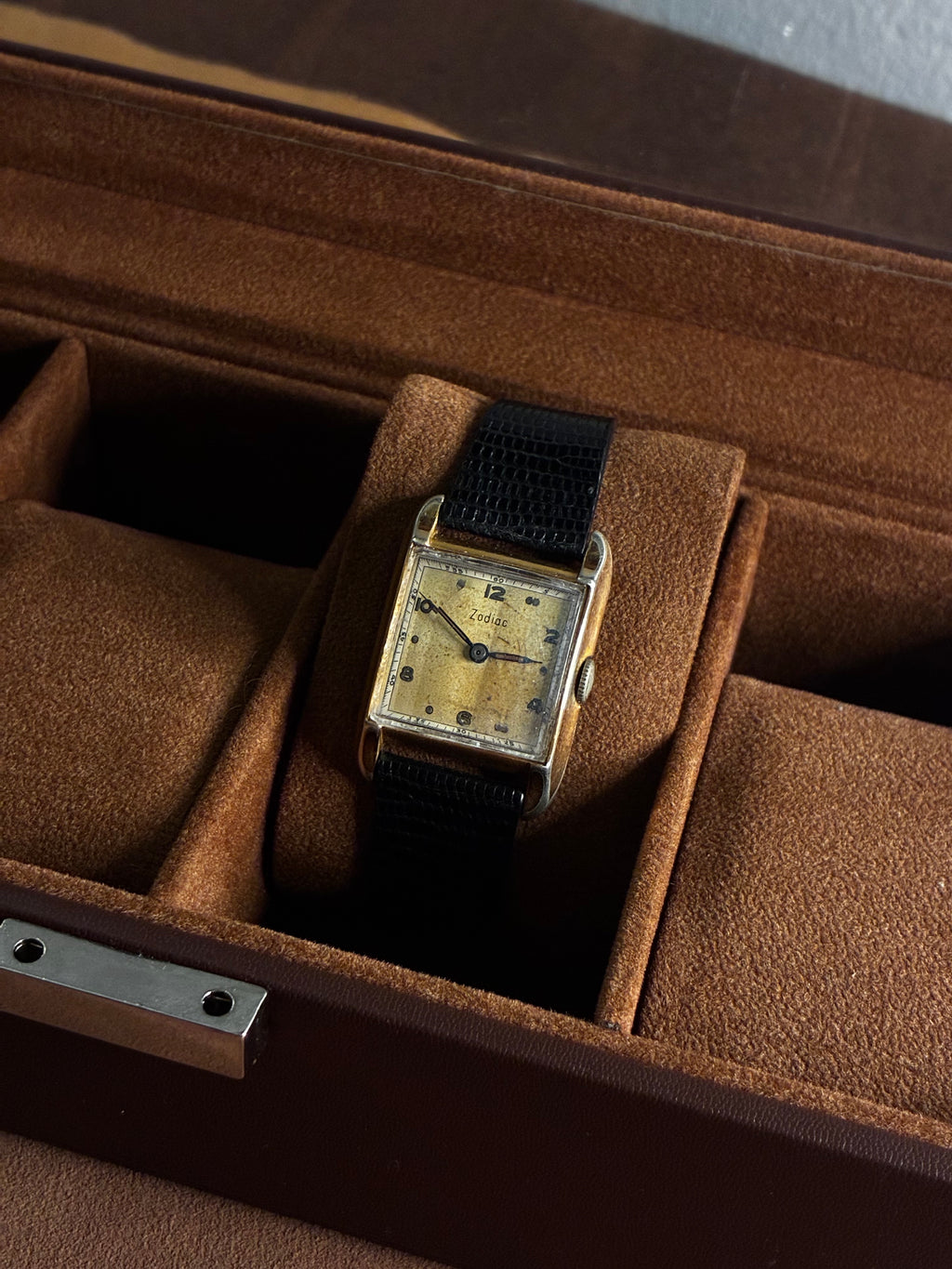 Vintage Zodiac Tank Watch Rectangular Gold Filled Manual Wind Mens Dress 28mm