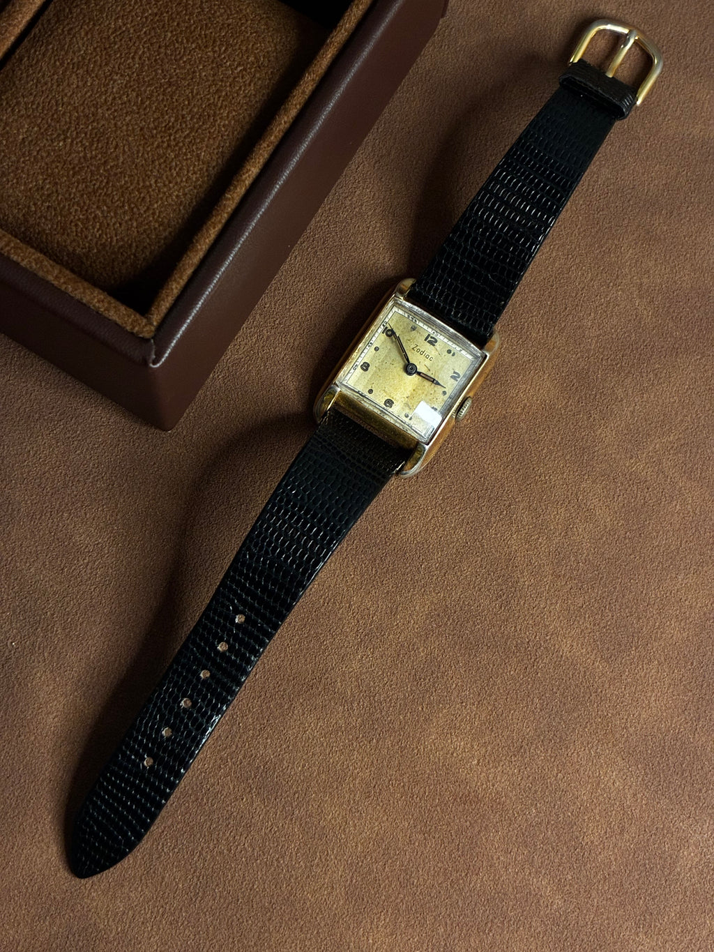 Vintage Zodiac Tank Watch Rectangular Gold Filled Manual Wind Mens Dress 28mm