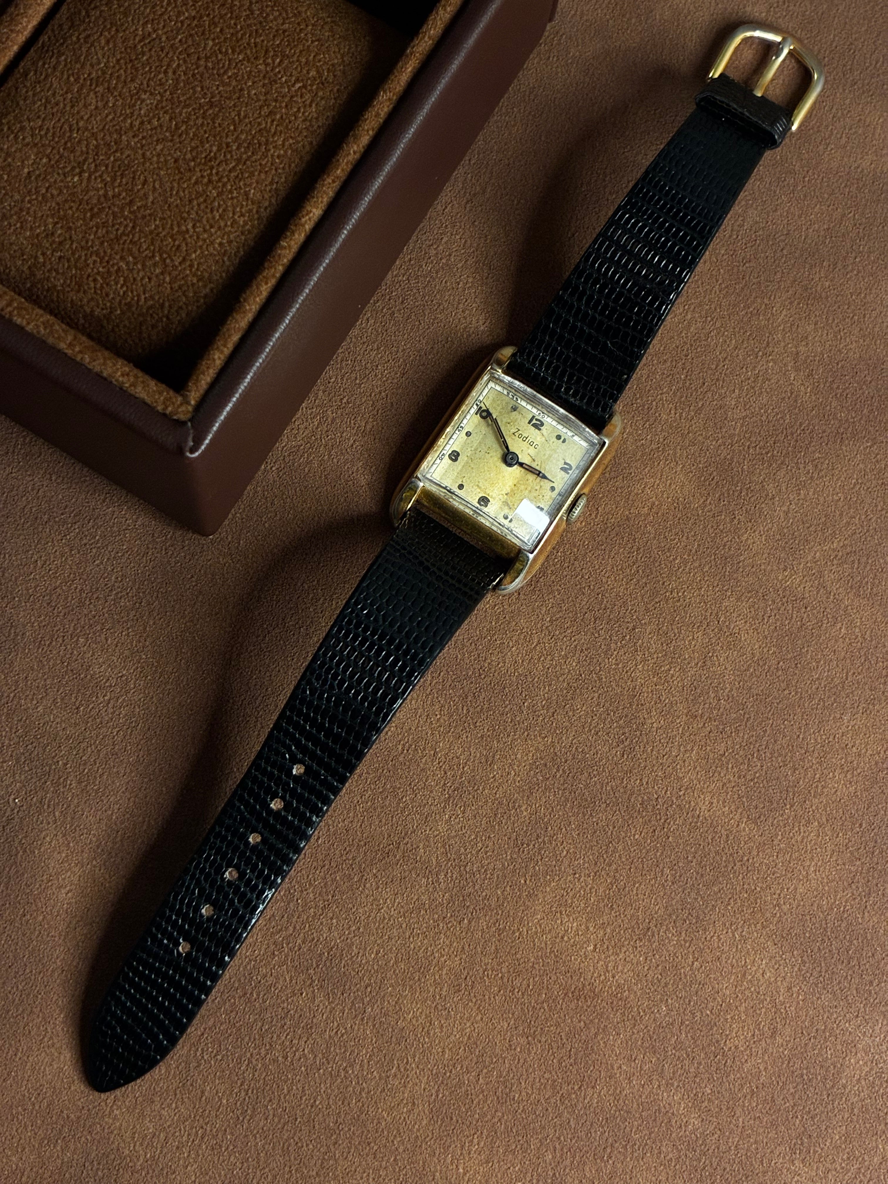 Vintage Zodiac Tank Watch Rectangular Gold Filled Manual Wind Mens Dress 28mm