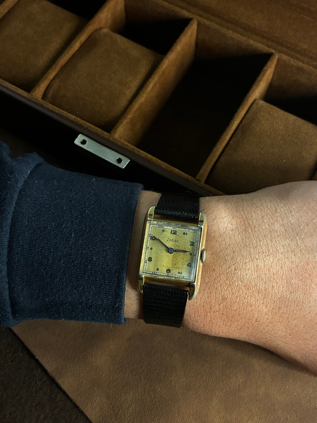 Vintage Zodiac Tank Watch Rectangular Gold Filled Manual Wind Mens Dress 28mm