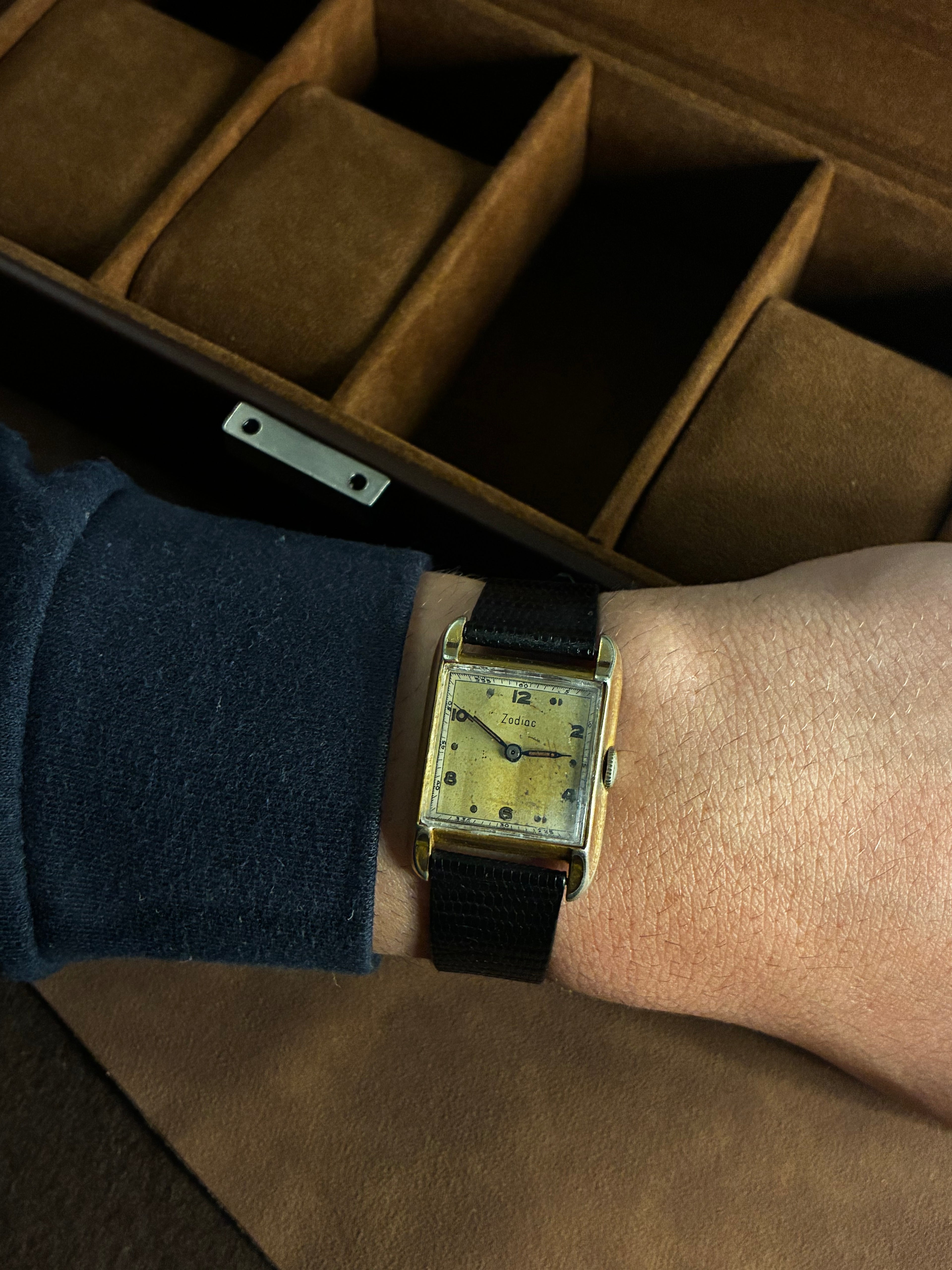 Vintage Zodiac Tank Watch Rectangular Gold Filled Manual Wind Mens Dress 28mm