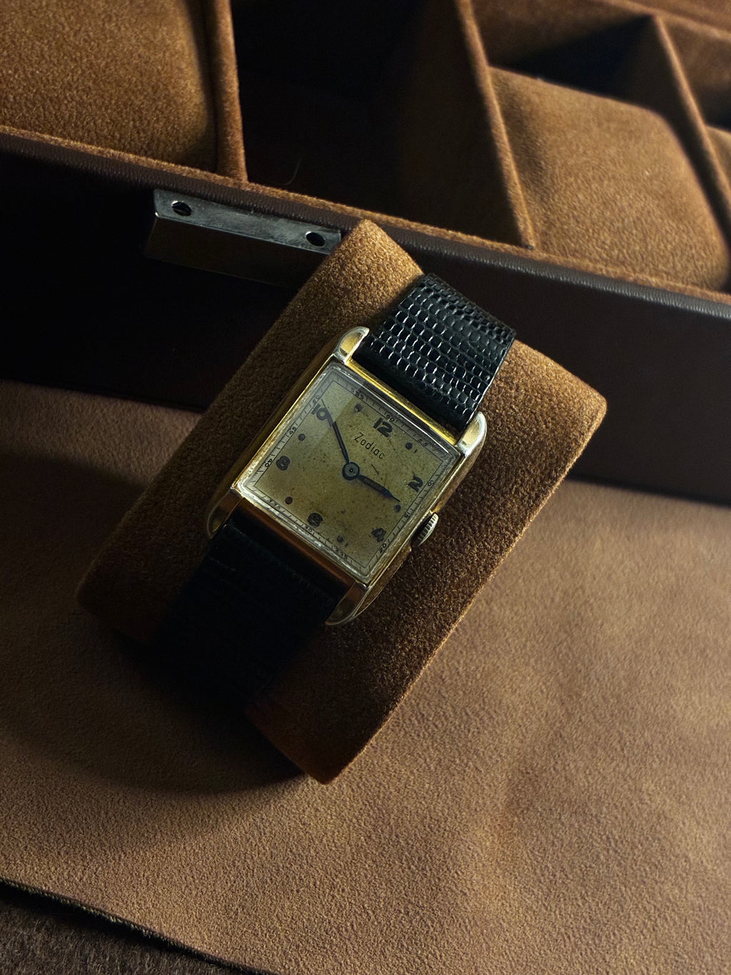 Vintage Zodiac Tank Watch Rectangular Gold Filled Manual Wind Mens Dress 28mm