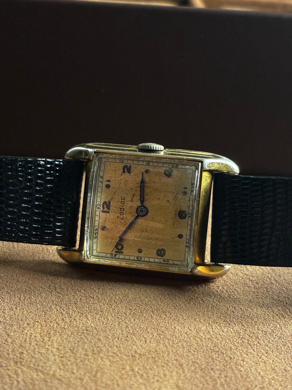 Vintage Zodiac Tank Watch Rectangular Gold Filled Manual Wind Mens Dress 28mm