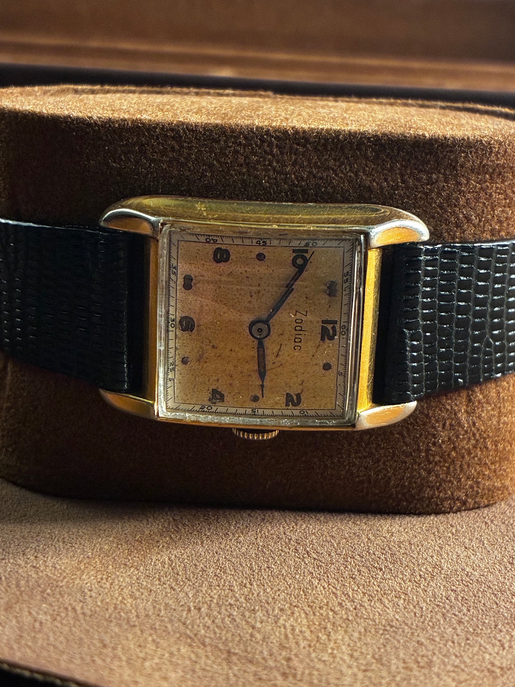 Vintage Zodiac Tank Watch Rectangular Gold Filled Manual Wind Mens Dress 28mm